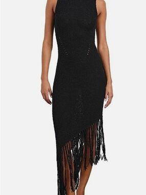 Rails Women’s Cotton Black Rylee Dress Sleeveless Fringe Asymmetrical Sz M NEW